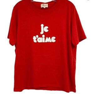Sezane Red Cotton Je T'aime Short Sleeve
Tee | Size XL